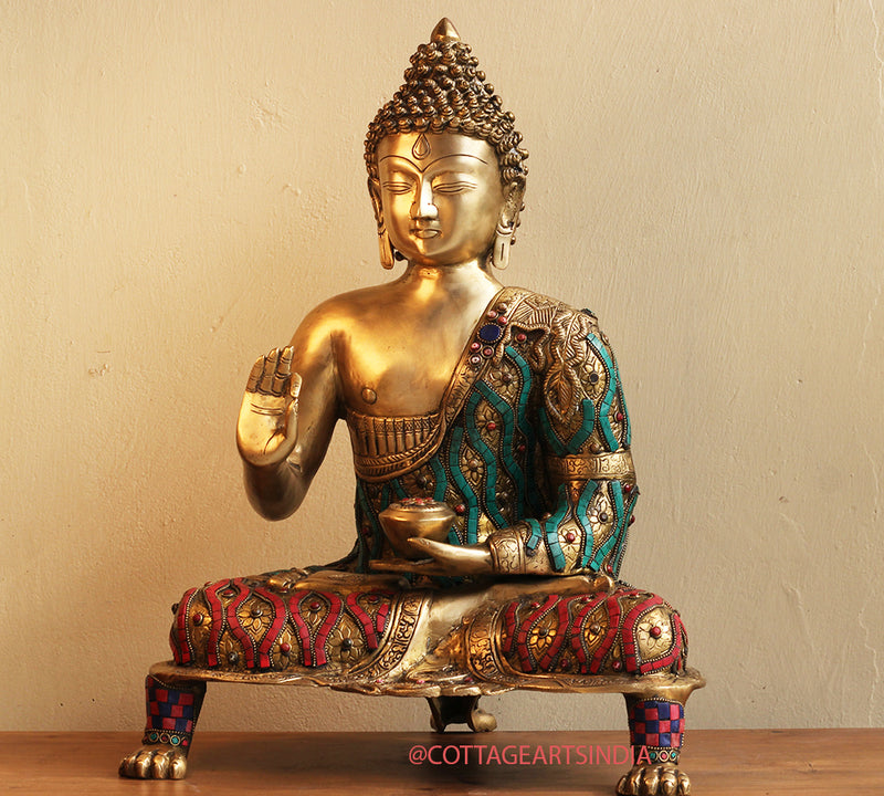 Brass Buddha Stonework 20"