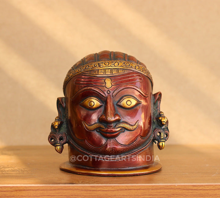 Brass Shiva Mukhlingam Rustic Copper Finish