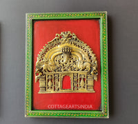 Wooden Frame Brass Kirtmukha Prabhawali 8.5"