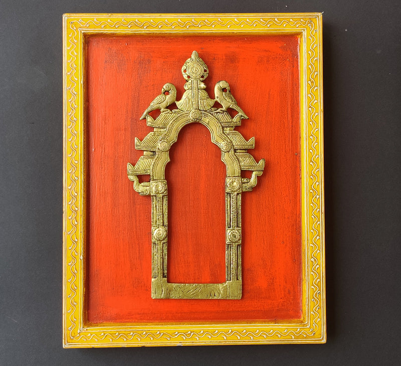 Brass Prabhawali Twin Elephant Wooden Frame