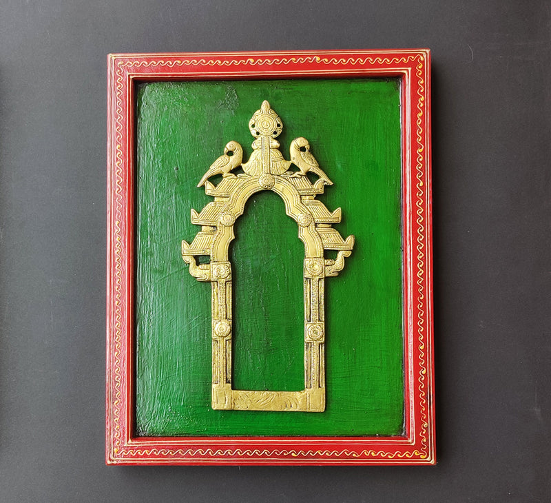 Brass Prabhawali Twin Elephant Wooden Frame