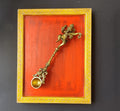 Wooden Frame Brass Ganesh Pooja Spoon