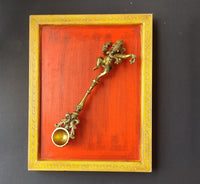 Wooden Frame Brass Ganesh Pooja Spoon