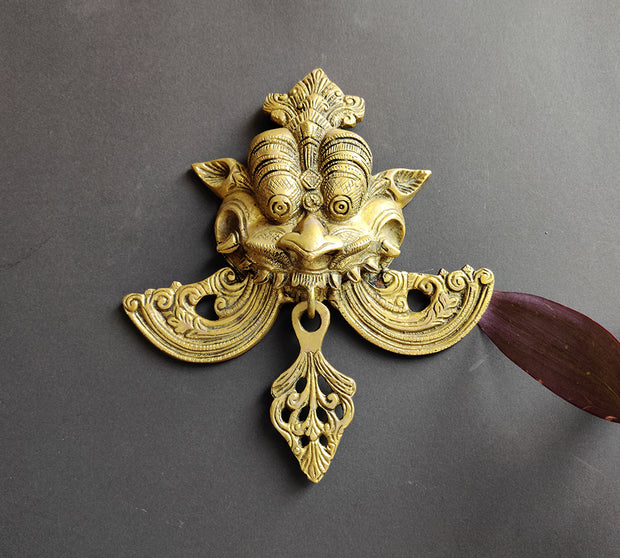 Brass Kirtimukha Wall Hanging | Handcrafted Temple Guardian Wall Décor