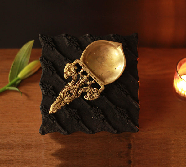 Brass Puja Spoon/ Camphor Burner 6''