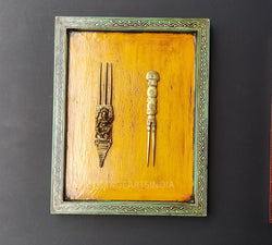 Wooden Frame Brass Hair Pin