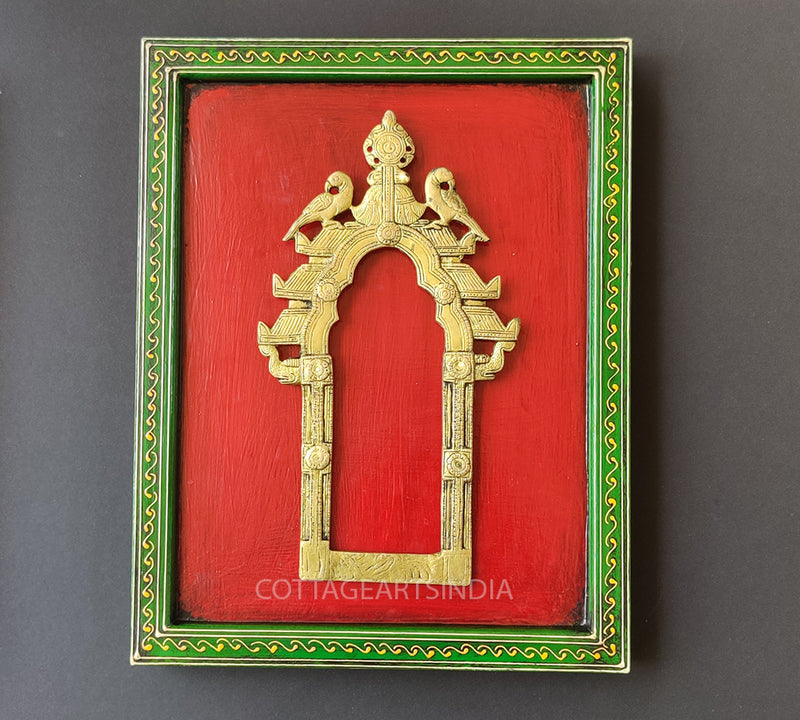Brass Prabhawali Twin Elephant Wooden Frame