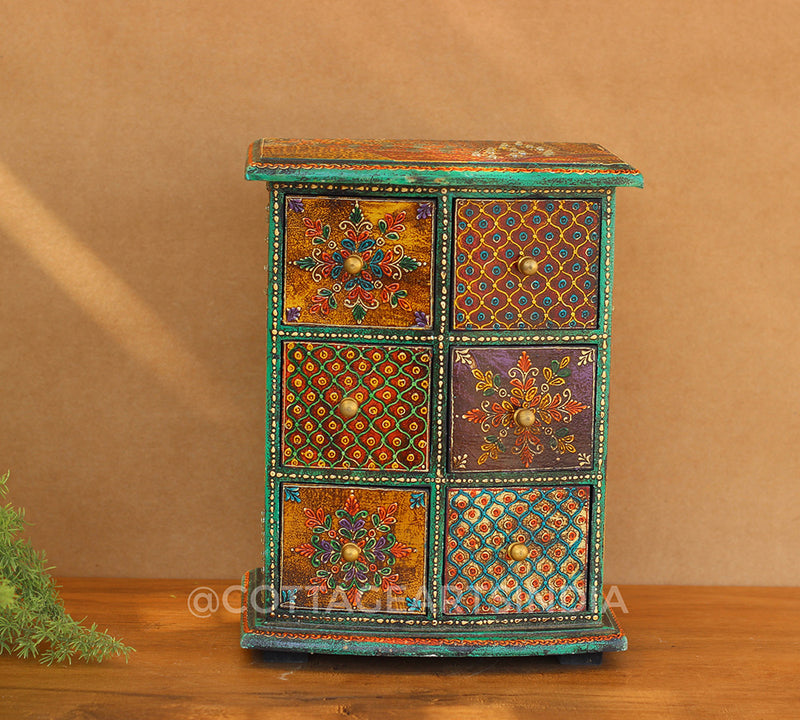 Wooden Handpainted 6-Drawers Box