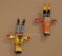 Wooden Bull Head Set of 2