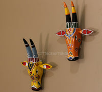 Wooden Bull Head Set of 2