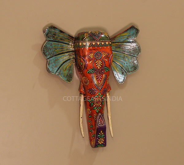 Wooden Painted Elephant Wall Hanging