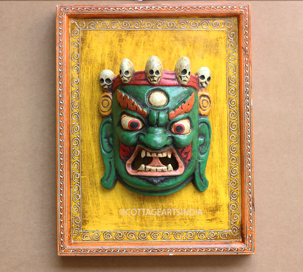 Wooden Bhairav Wall Mask in Frame