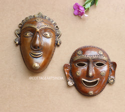 Brass Tribal Wall Mask Pair