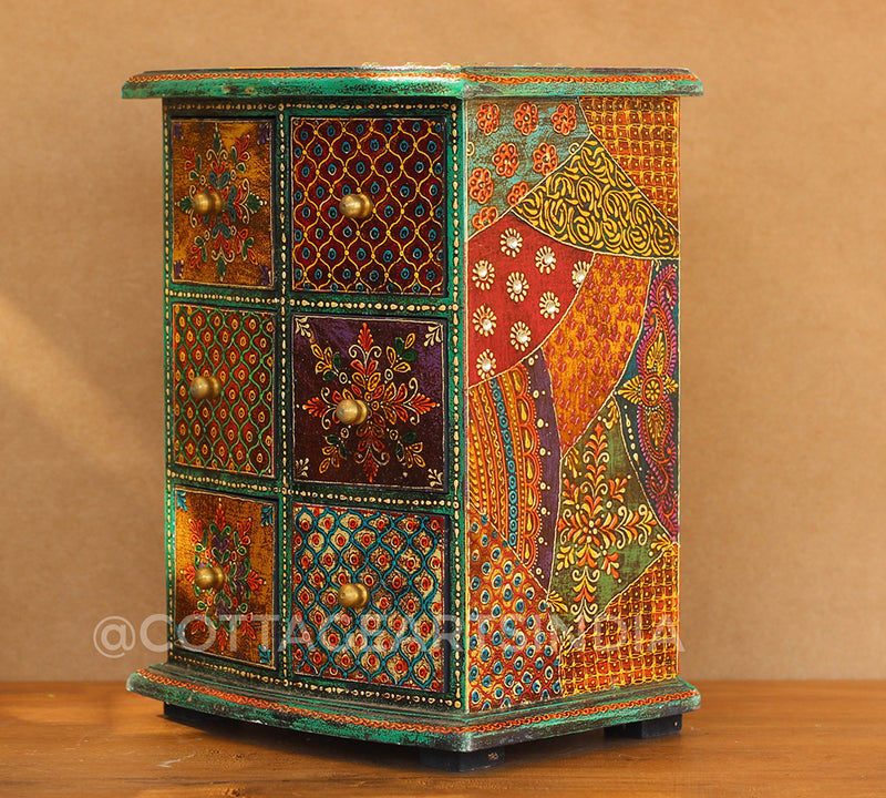 Wooden Handpainted 6-Drawers Box