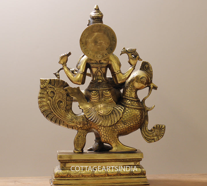 Brass Saraswati on Swan 20"