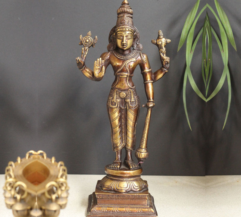 Brass Standing Vishnu 12''