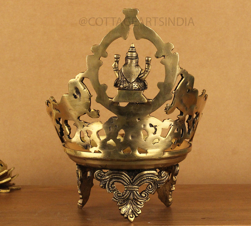 Brass Ganesha Laxmi Urli