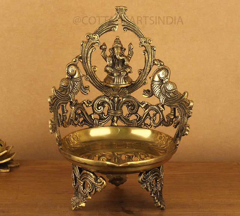 Brass Ganesha Laxmi Urli