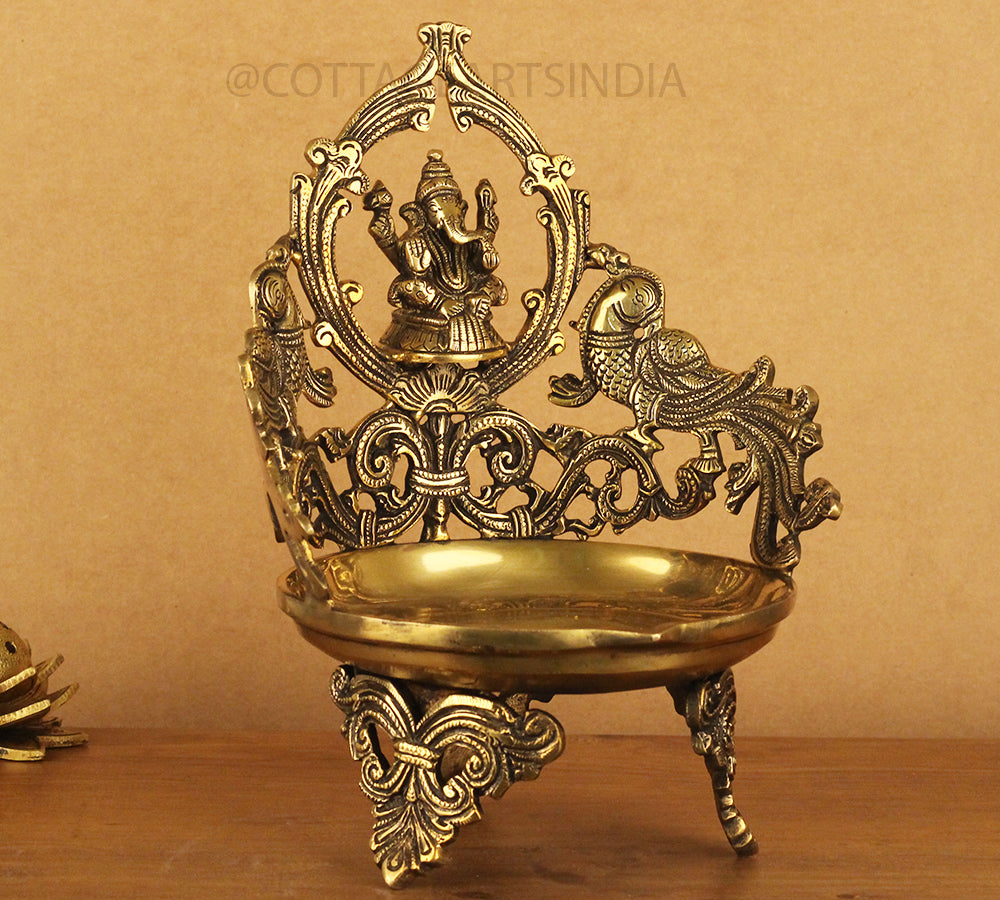 Brass Ganesha Diya Urli