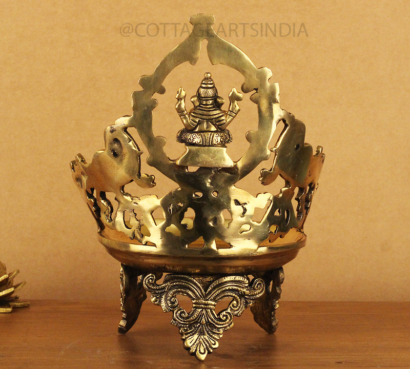 Brass Ganesha Laxmi Urli