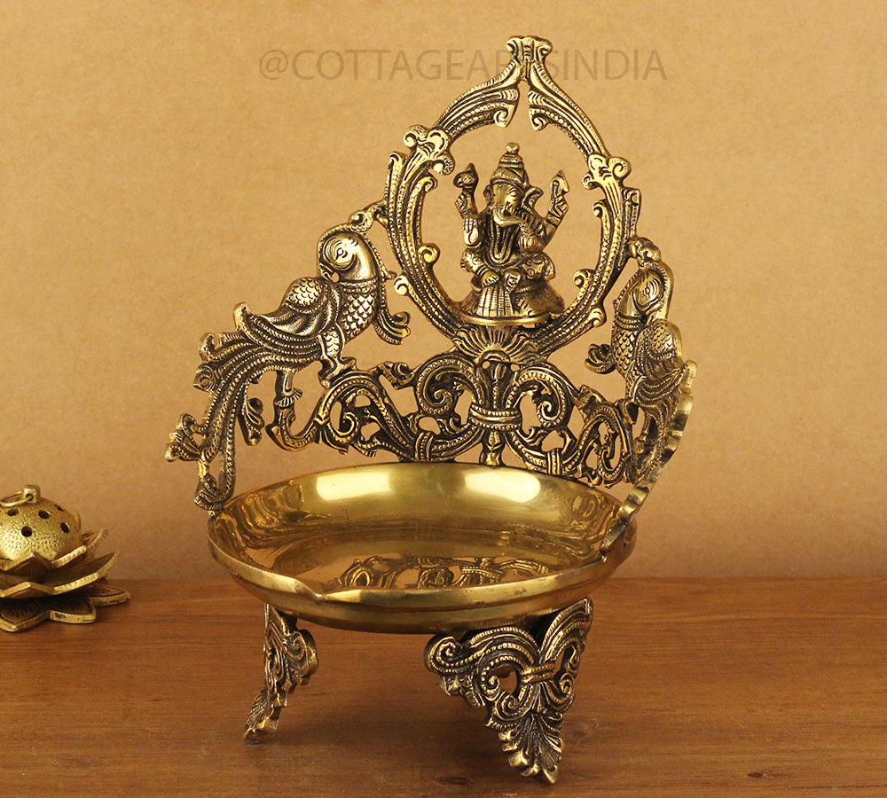 Brass Ganesha Diya Urli