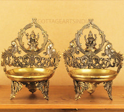 Brass Ganesha Laxmi Urli