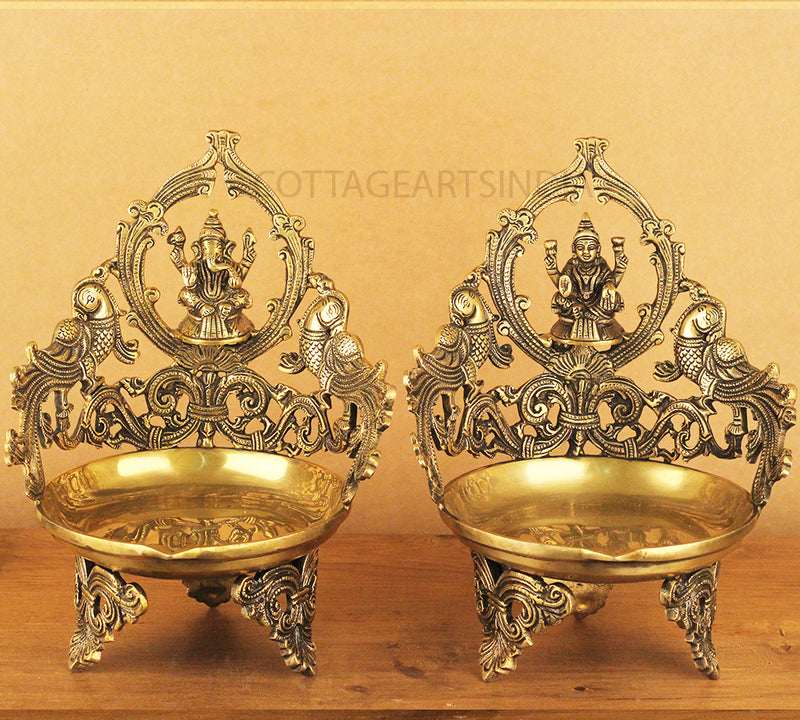 Brass Ganesha Laxmi Urli