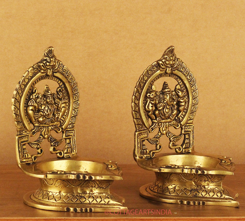 Brass Laxmi Ganesh Vilakku Lamp