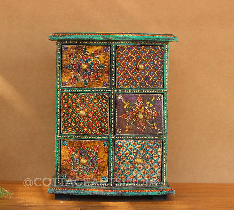 Wooden Handpainted 6-Drawers Box