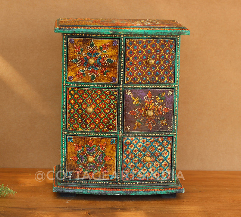Wooden Handpainted 6-Drawers Box