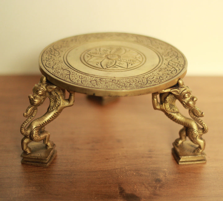 Brass Yali Pillar Chowki