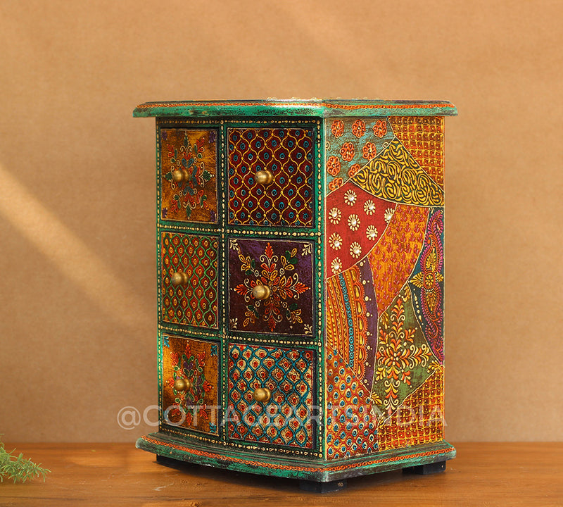 Wooden Handpainted 6-Drawers Box