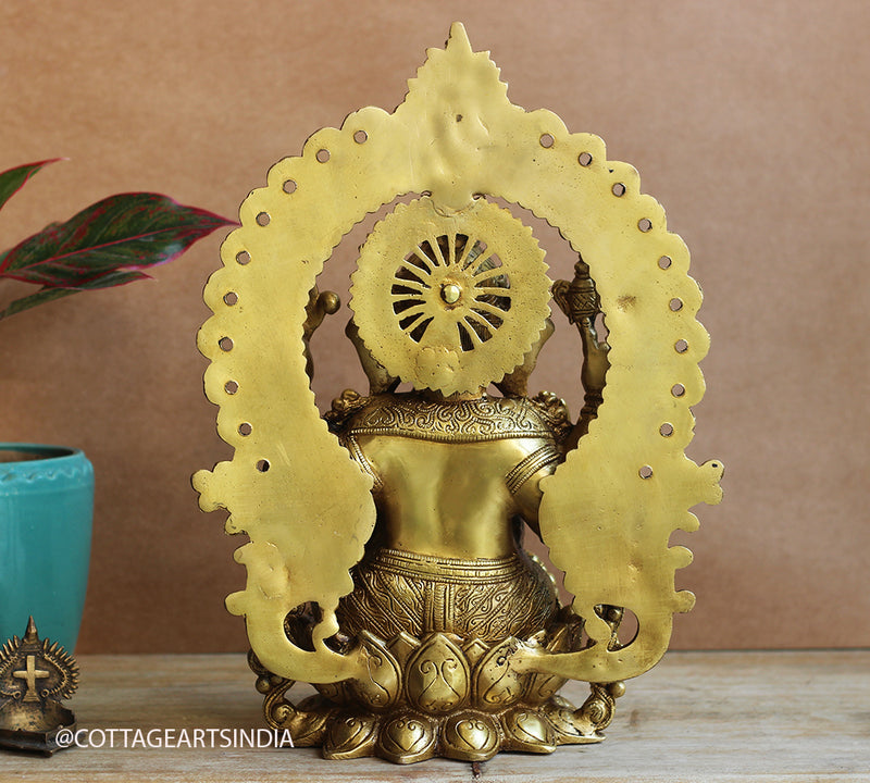 Brass Ganesha With Prabhawal 16"