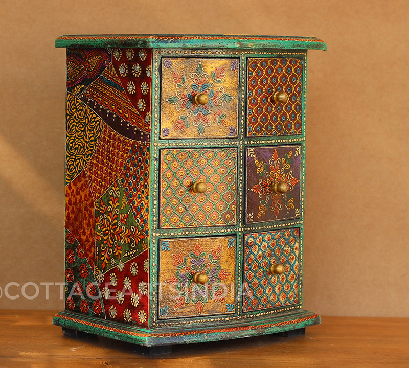 Wooden Handpainted 6-Drawers Box