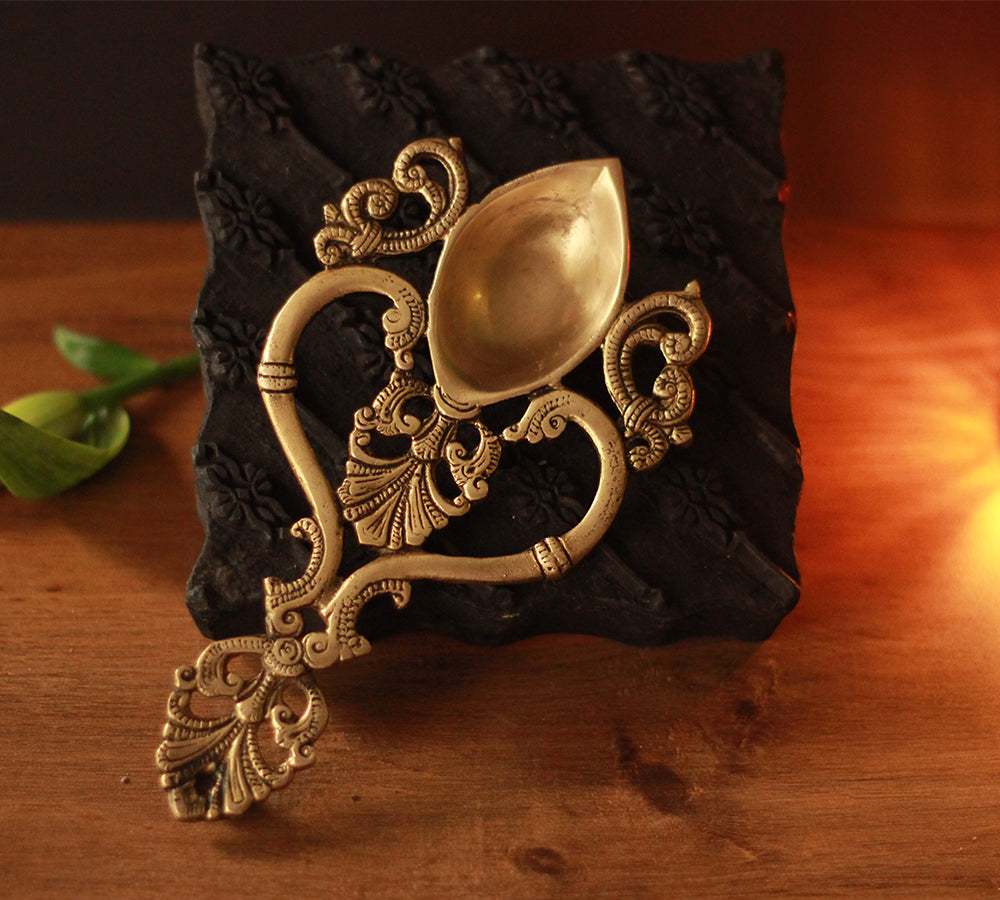 Brass Puja Spoon/ Camphor Burner 8''