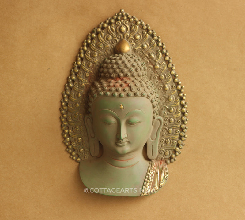 Brass Buddha Face Mask Rustic finish