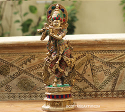 Brass Stonework Krishna