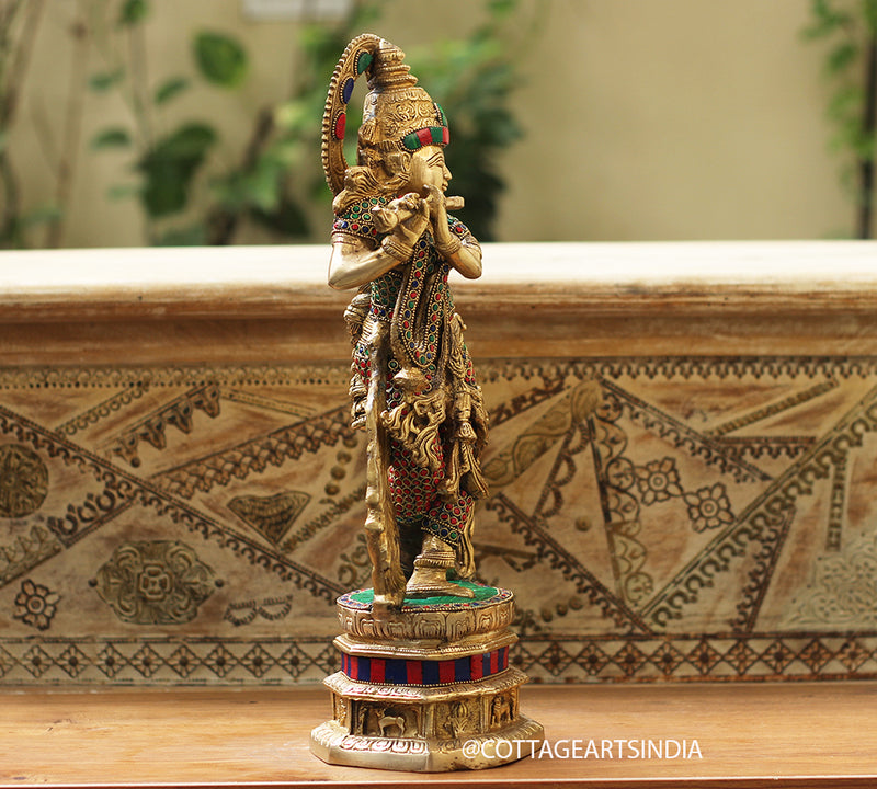 Brass Stonework Krishna