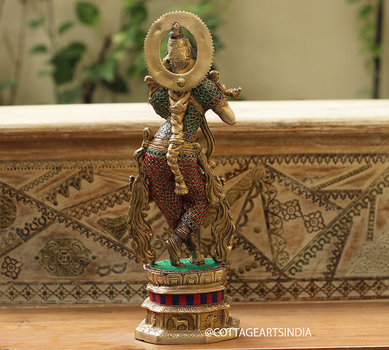 Brass Stonework Krishna