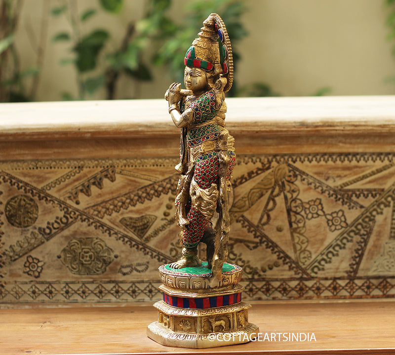 Brass Stonework Krishna