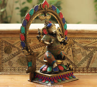 Brass Stonework Prabhawali Ganesh