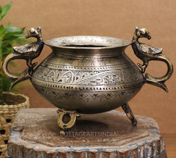 Brass Vintage Carved Planter