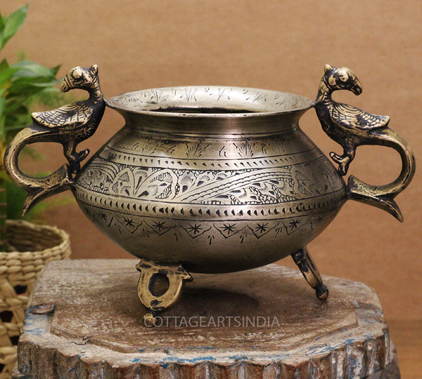 Brass Vintage Carved Planter