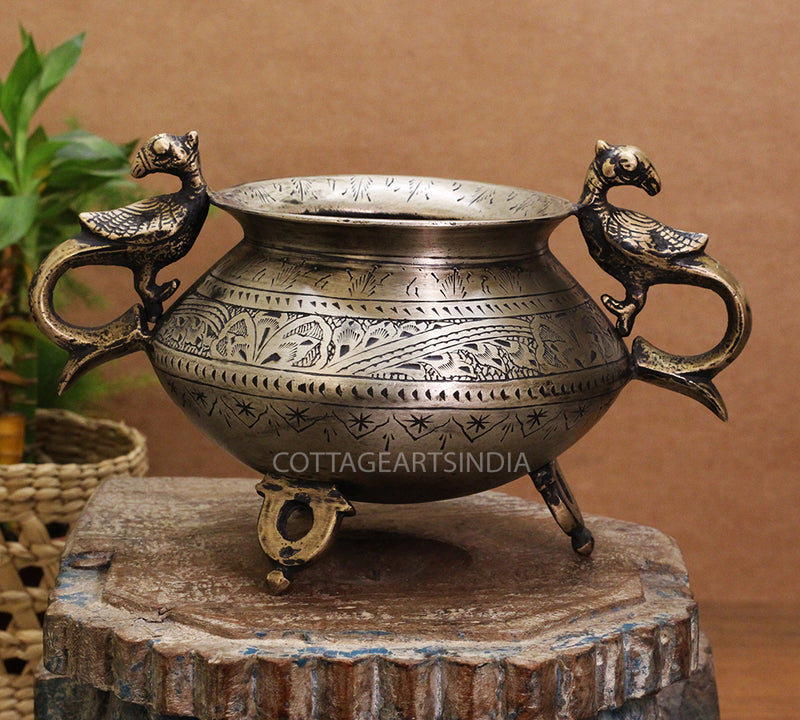 Brass Vintage Carved Planter