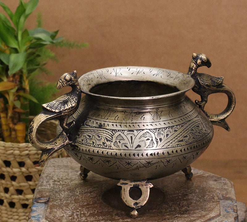 Brass Vintage Carved Planter