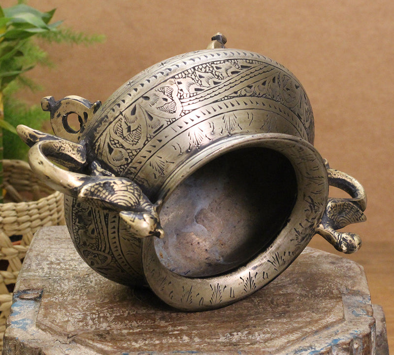Brass Vintage Carved Planter