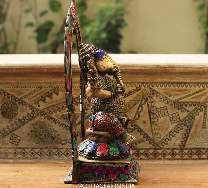 Brass Stonework Prabhawali Ganesh