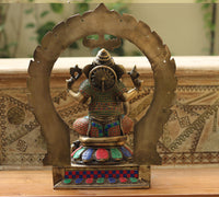 Brass Stonework Prabhawali Ganesh