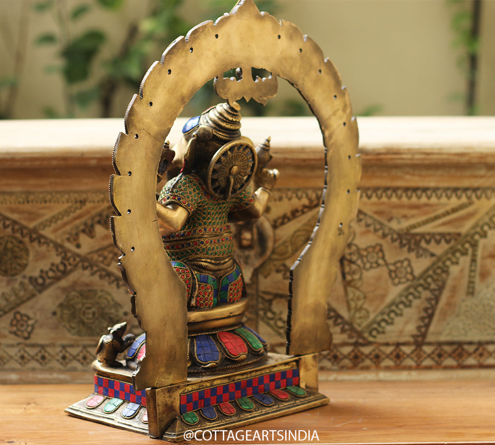 Brass Stonework Prabhawali Ganesh