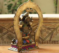 Brass Stonework Prabhawali Ganesh